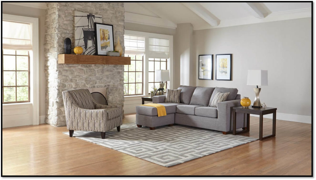 L Shape 4-seat Gray Sofa Living Room Set