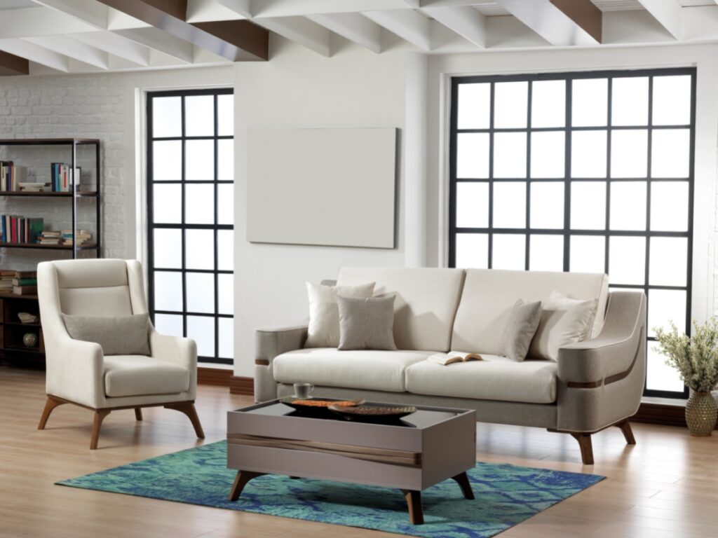 Convertible furniture for small spaces, such as a couch that converts to a bed or a chair that converts to an ottoman (pictured here) is a wonderful addition to any small space. 